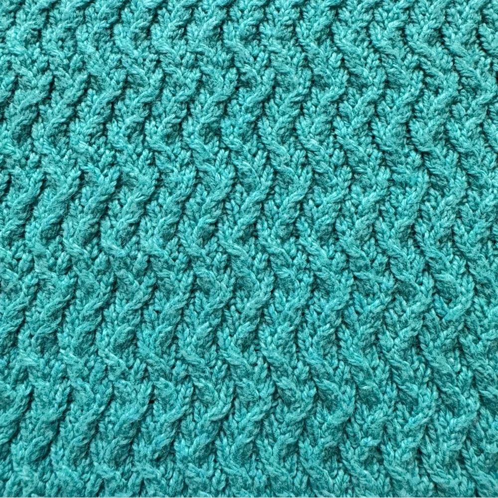 LOFT Teal Aqua Teal Blue Green Textured Knit Body Crewneck Sweater Sz M